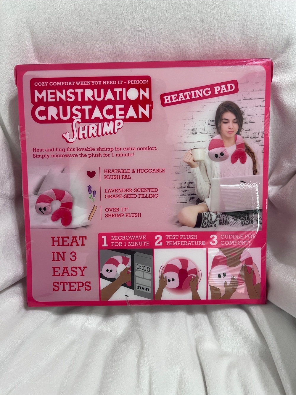 NEW What do you Meme Menstruation Crustacean Shrimp Heating Pad Plush! - Picture 2 of 2